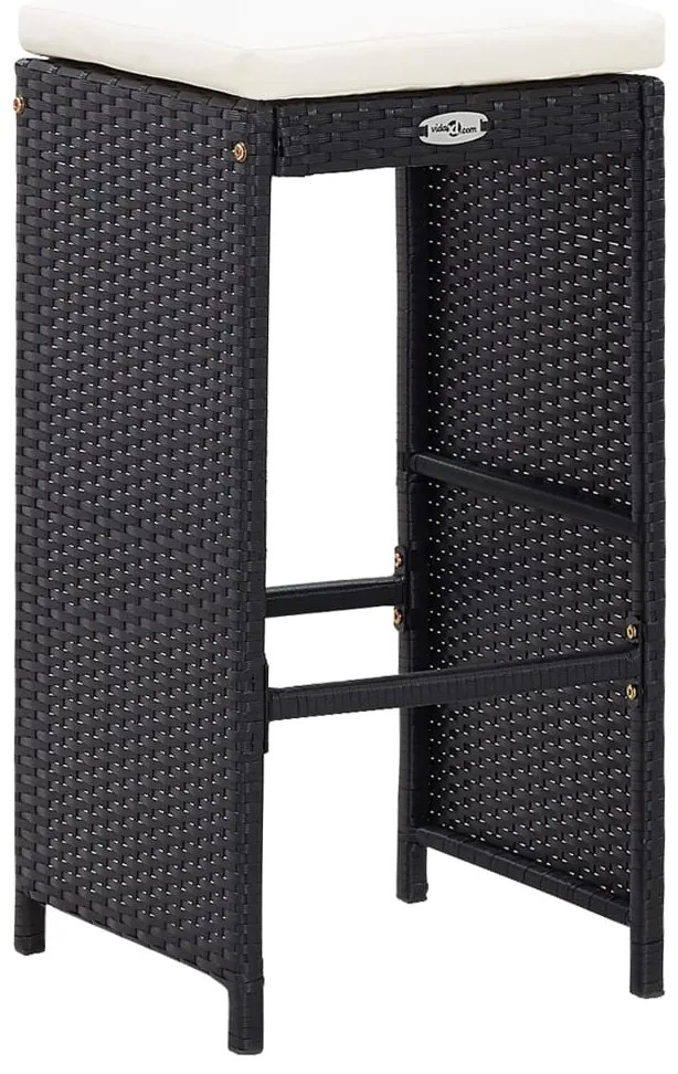 5 pcs conjunto de bar para jardim vime PE e vidro preto