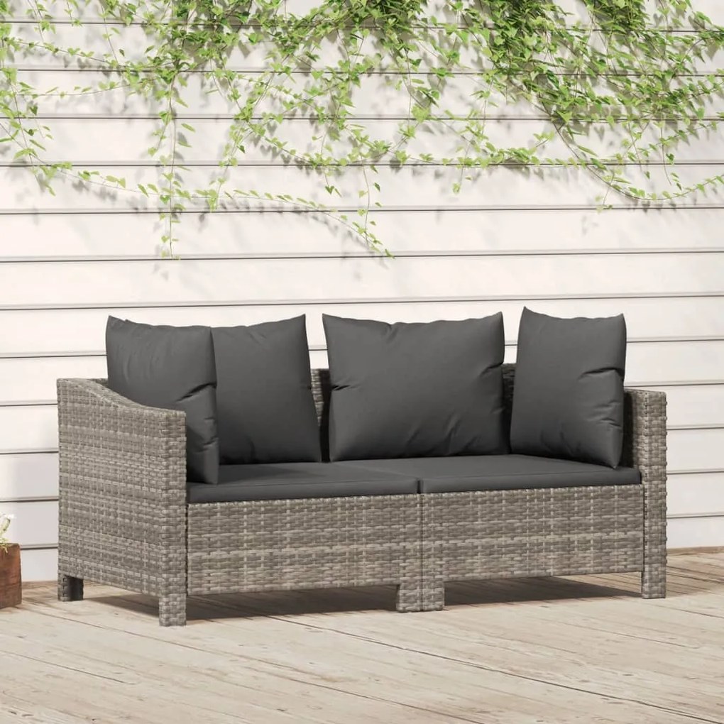 vidaXL 2 pcs conjunto lounge de jardim c/ almofadões vime PE cinzento