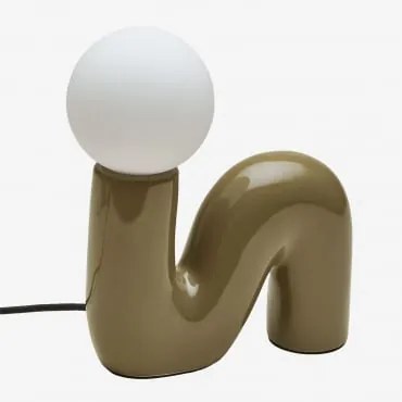 Candeeiro De Mesa Em Cerâmica Com Esfera Em Vidro Vireto Verde Exército Claro & A - Sklum