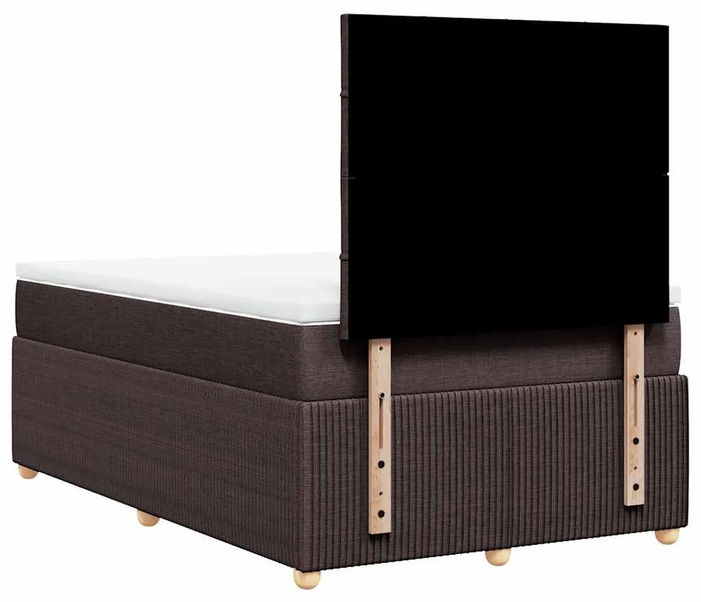 Cama boxspring com colchão 120x190 cm tecido castanho-escuro