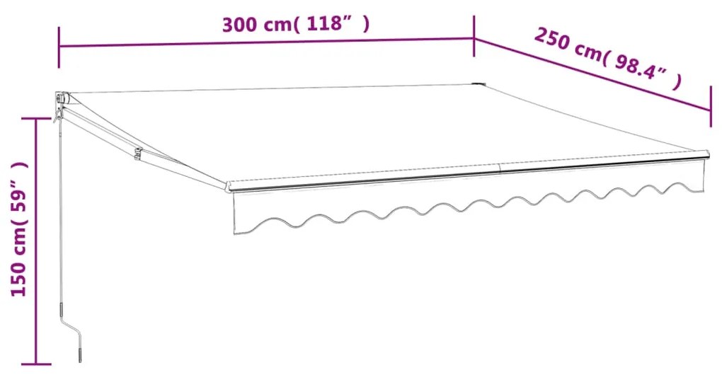 Toldo retrátil automático 3x2,5 m antracite