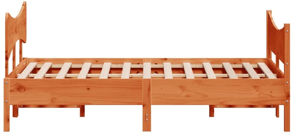 Cama sem colchão 150x200 cm madeira pinho maciça castanho-mel