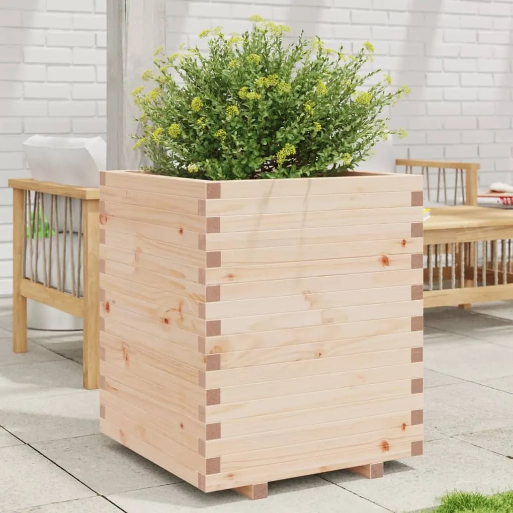 vidaXL Vaso/floreira de jardim 60x60x72,5 cm madeira de pinho maciça