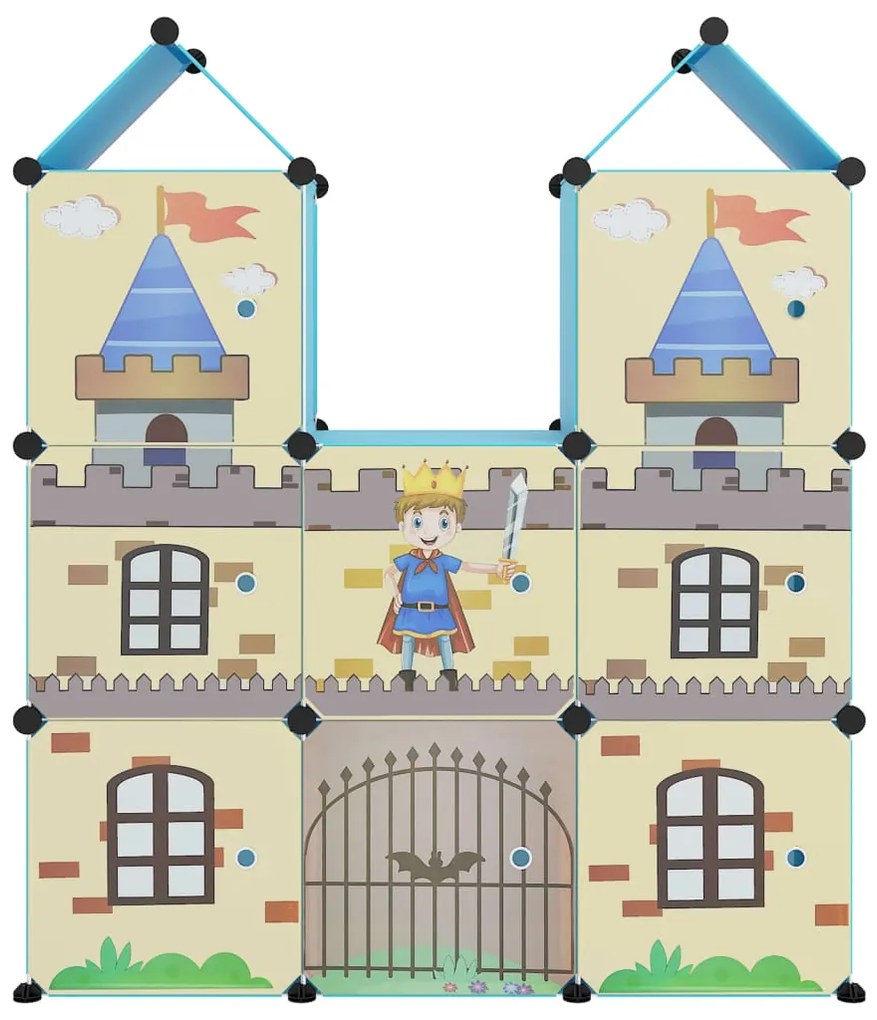 Armário de arrumação infantil com 8 cubos PP azul