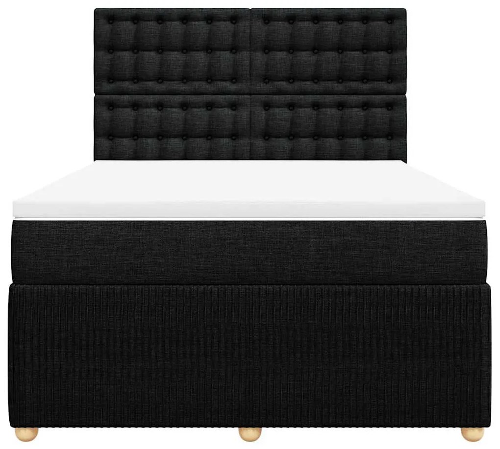 Cama com molas/colchão 140x200 cm tecido preto