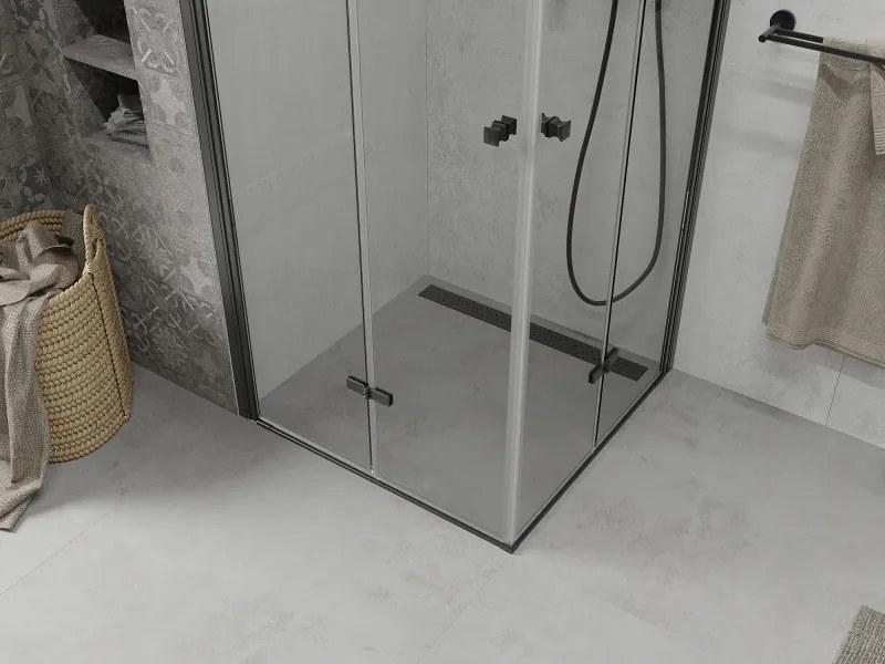 Mexen Lima Duo cabine de duche dobrável 80 x 80 cm, transparente, preta - 856-080-080-70-00-02