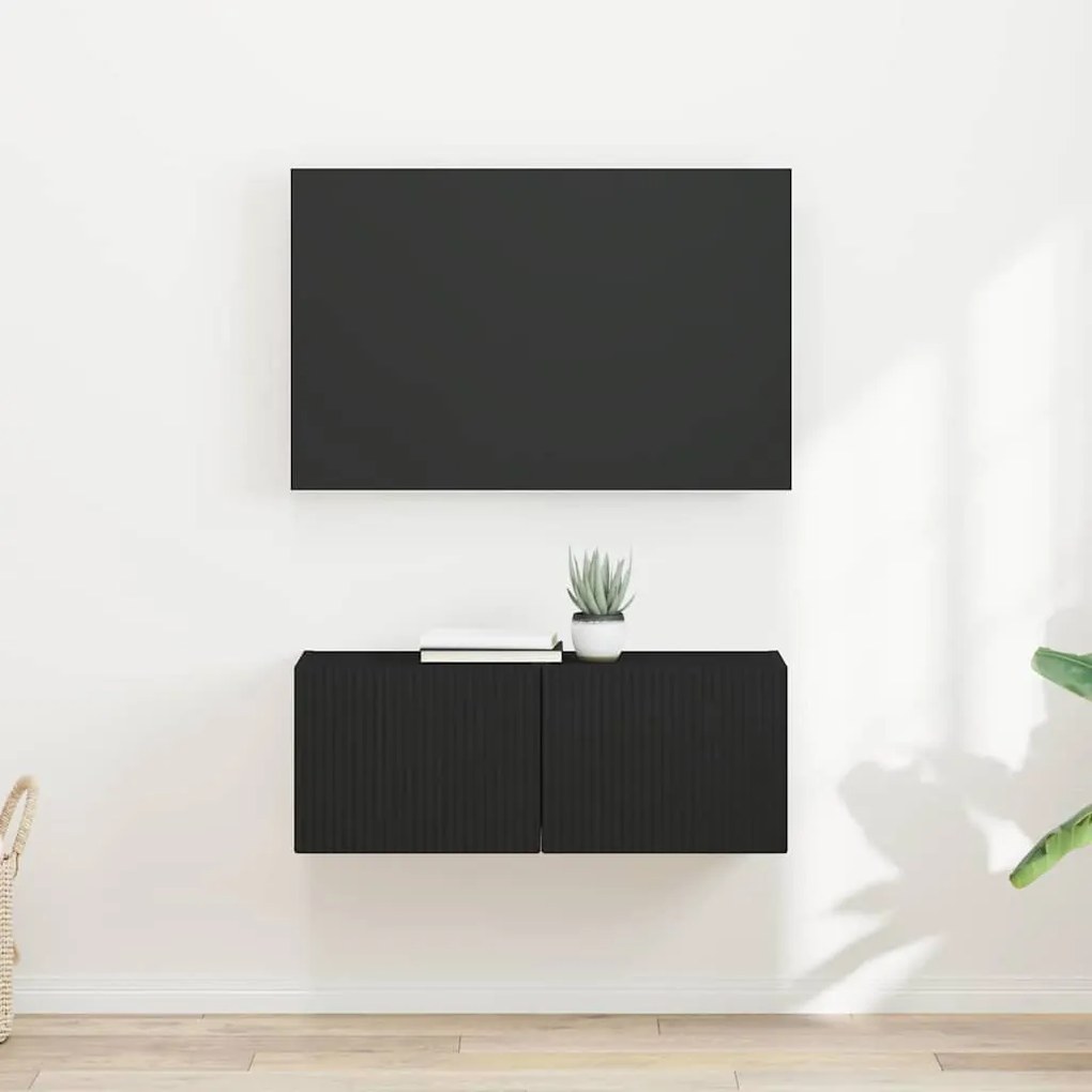 vidaXL Armário de TV de Parede 2 pcs Preto 60 x 31 x 29.5 cm