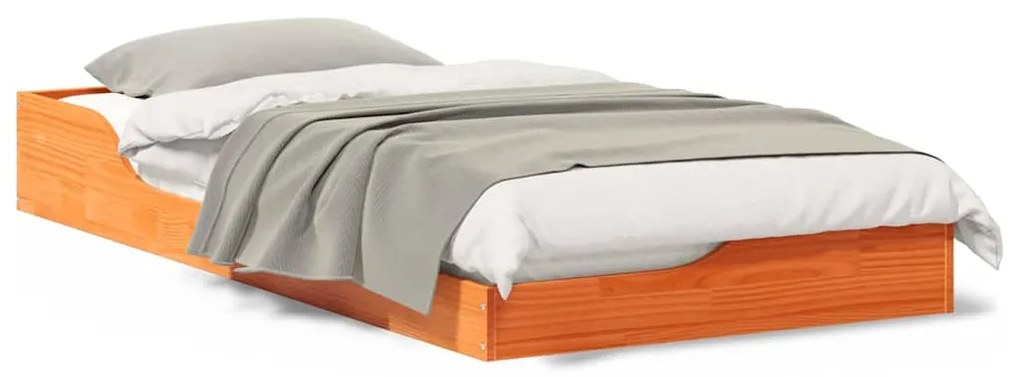 Estrutura de cama de chão Castanho-mel 90 x 190 cm