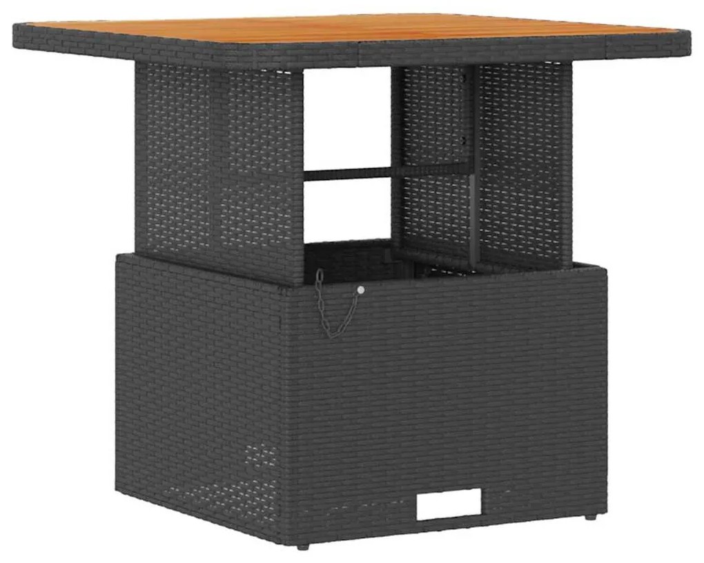Conjunto de Jantar de Jardim com 3 Peças e Almofadas Preto em Rattan S