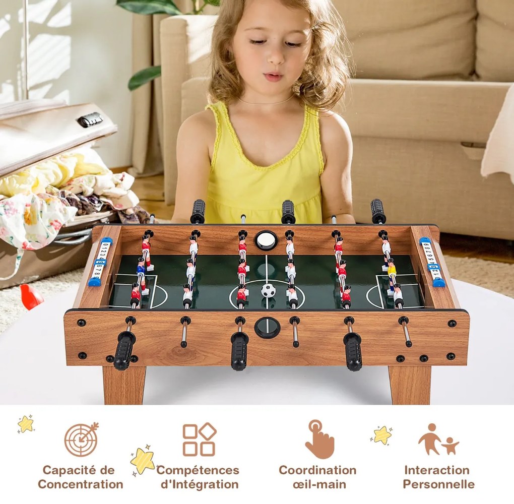 Mesa de pebolim Mesa de pebolim compacta com alça robusta 33 x 36 x 109 cm natural