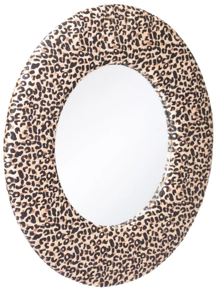 Espelho de Parede 48 X 2 X 48 cm Tecido Sintético Leopardo Dmf