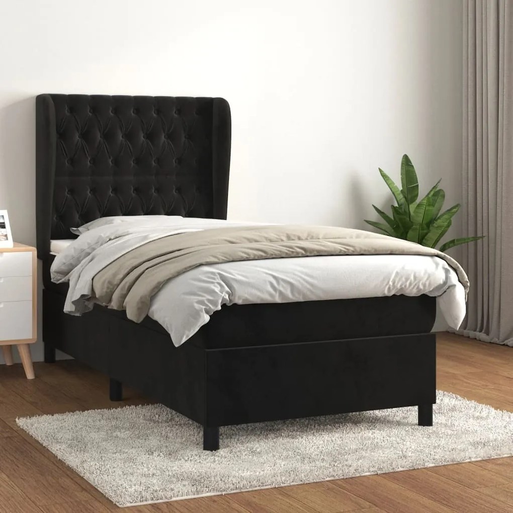 3129359 vidaXL Cama com molas/colchão 80x200 cm veludo preto