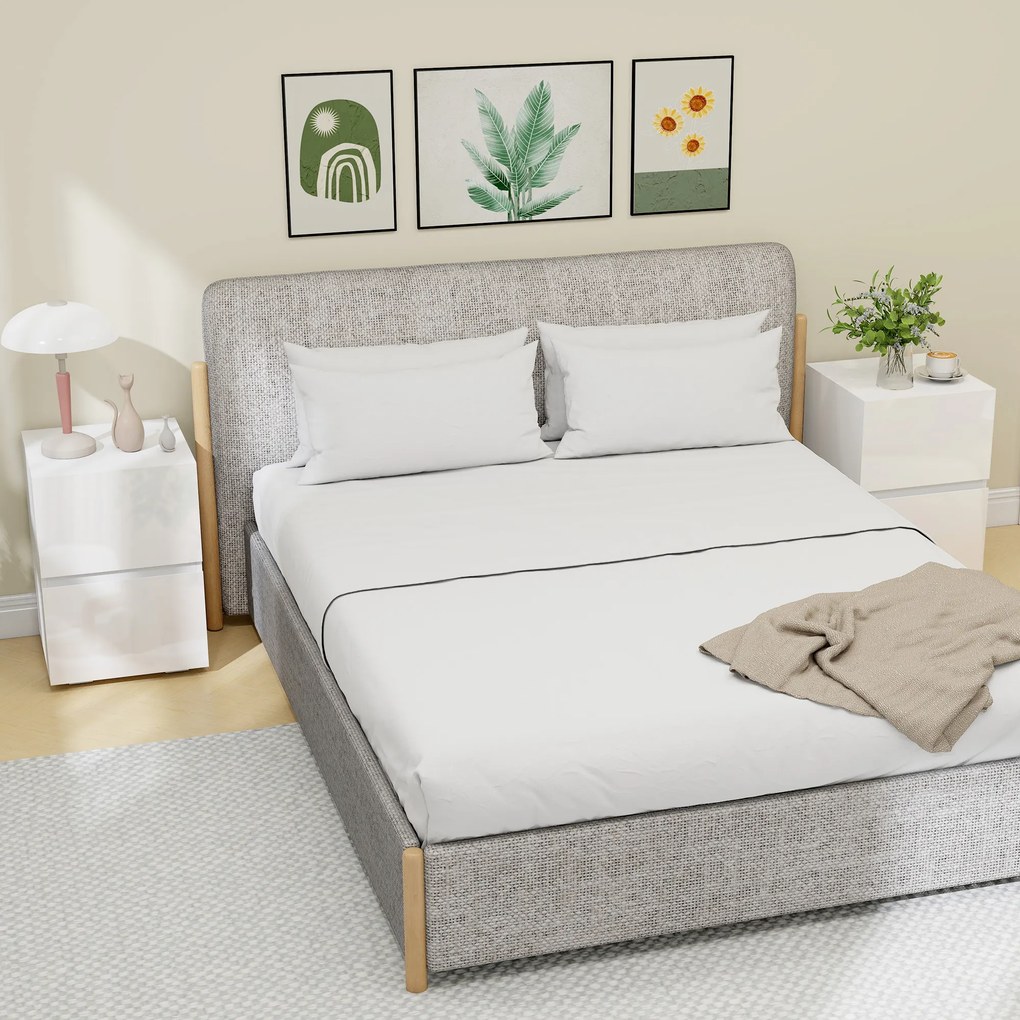 Conjunto de 2 Mesas de Cabeceira para Quarto com 2 Gavetas, Capacidade 30 kg, 40x40x58 cm, Branco