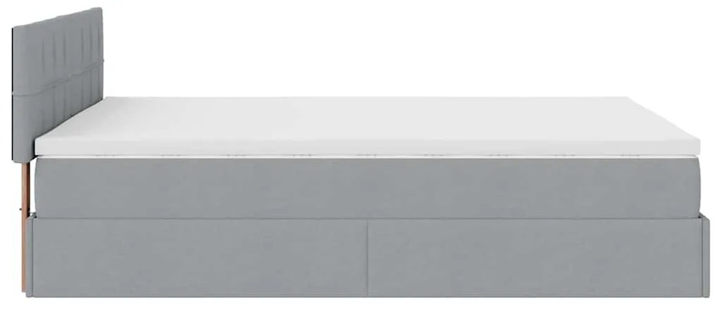 Cama otomana com colchão 140x190 cm tecido cinzento claro