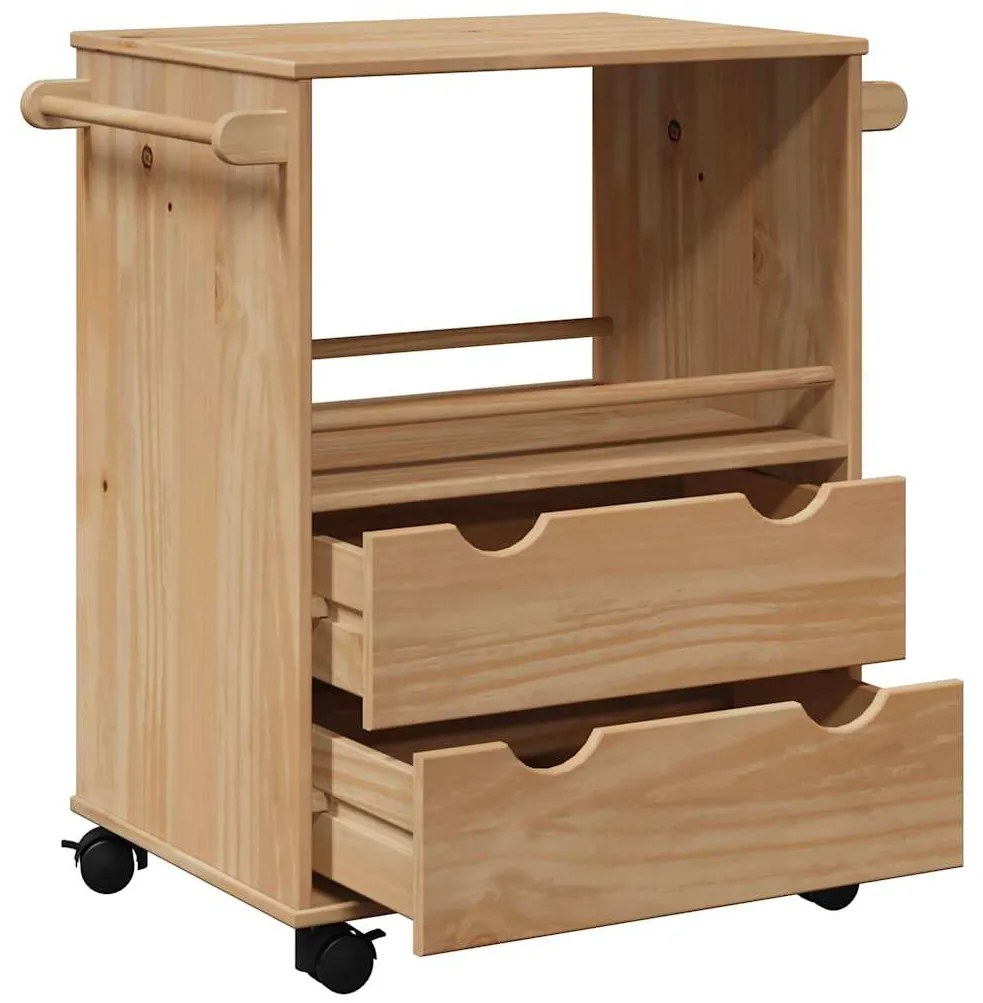 Carrinho de cozinha OTTA 59x45x80 cm madeira de pinho maciça