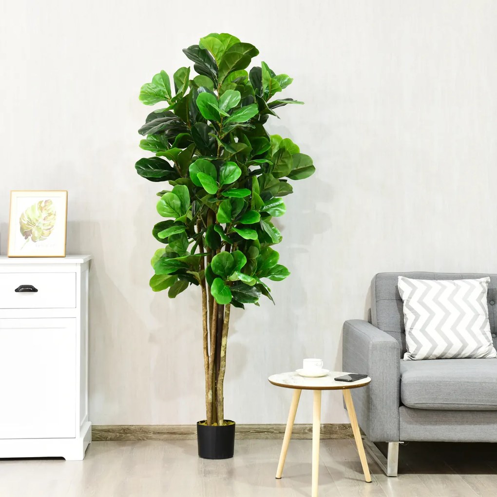 Planta Artificial 180 cm Planta Verde Falsa Quase Natural Ficus Lyrata em Vaso decorativo Casa Loja Escritório