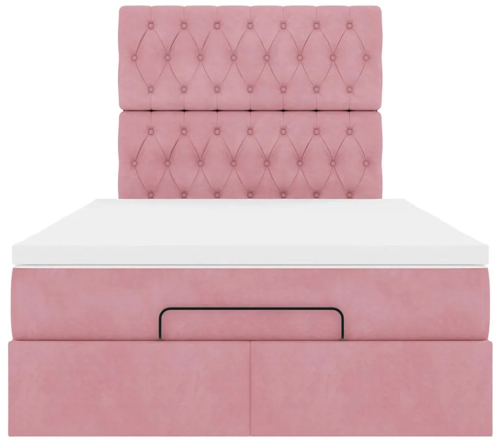 Estrutura de cama otomana com colchões 120x200 cm veludo rosa