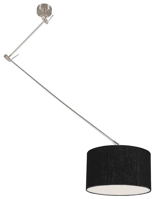 Candeeiro de suspensão em aço com abajur 35 cm preto ajustável - Blitz Moderno
