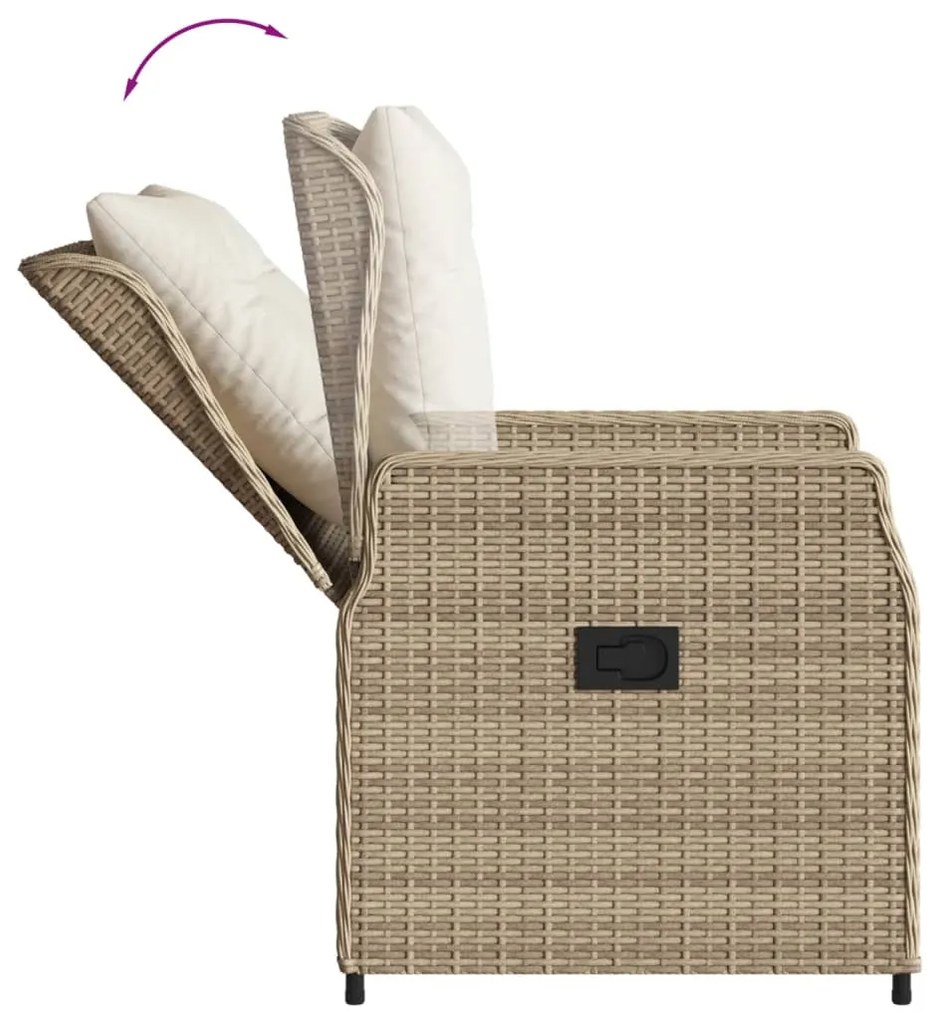 5 pcs conjunto de jantar p/ jardim com almofadões vime PE bege