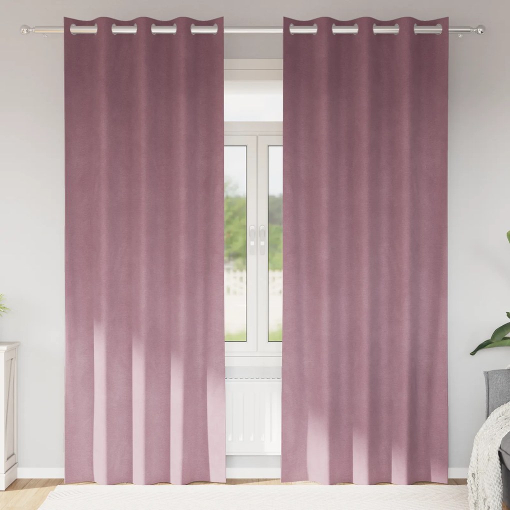Cortinas Blackout vidaXL com Ilhós 2 pcs Veludo Rosa Escuro
