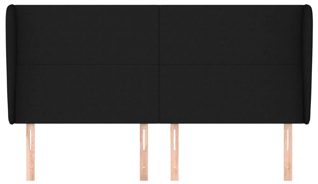 Cabeceira de cama c/ abas tecido 203x23x118/128 cm preto
