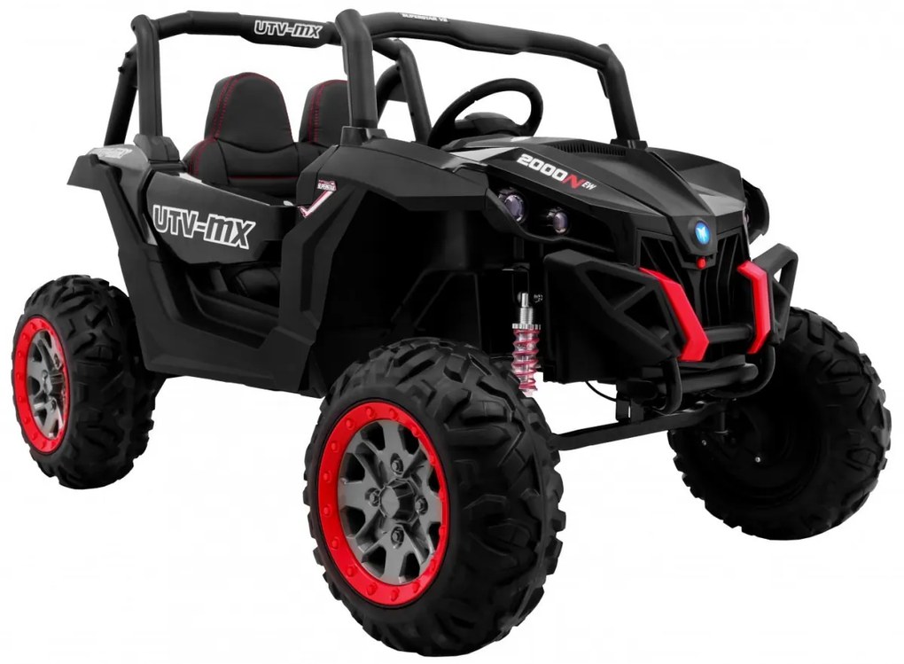 Carro elétrico para Crianças 2 Lugares Buggy SuperStar 2 x 12 V, 4x4 Com MP4, Rodas Espuma EVA, Assento couro ecológico Preto