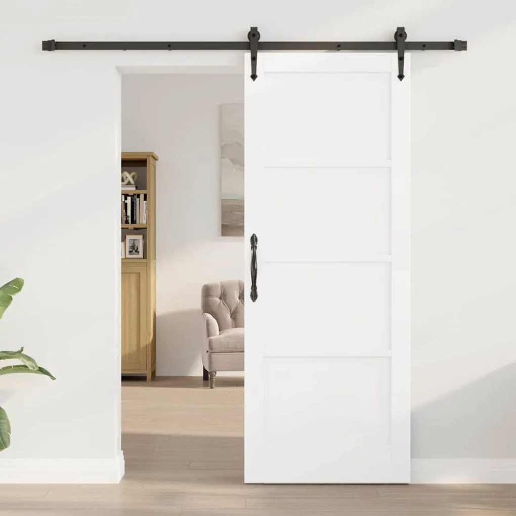 Porta de Correr vidaXL com Kit de Ferragem Branca 78x202 cm Madeira Só