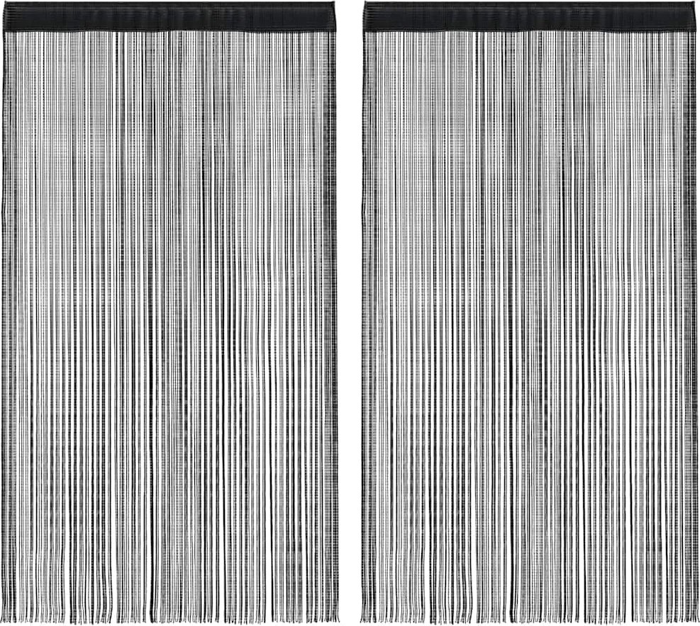 vidaXL Cortinas de fios 2 pcs 140x250 cm preto