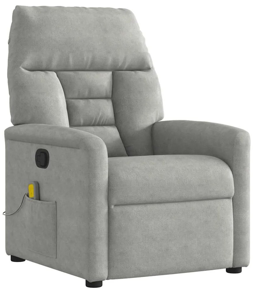 Poltrona de massagens reclinável tecido microfibra cinza-claro