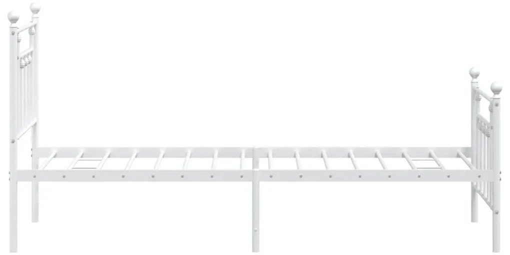 Estrutura de cama com cabeceira e pés 75x190 cm metal branco