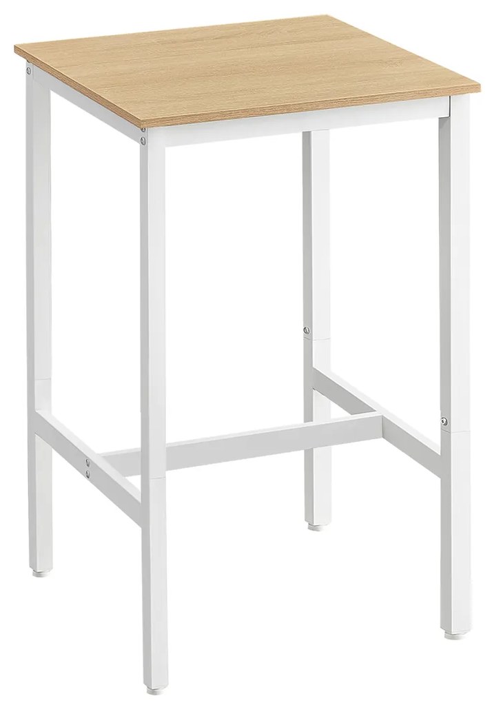 Mesa de bar (bancos não incluídos) com estrutura de aço 60 x 60 x 92 cm carvalho bege-branco