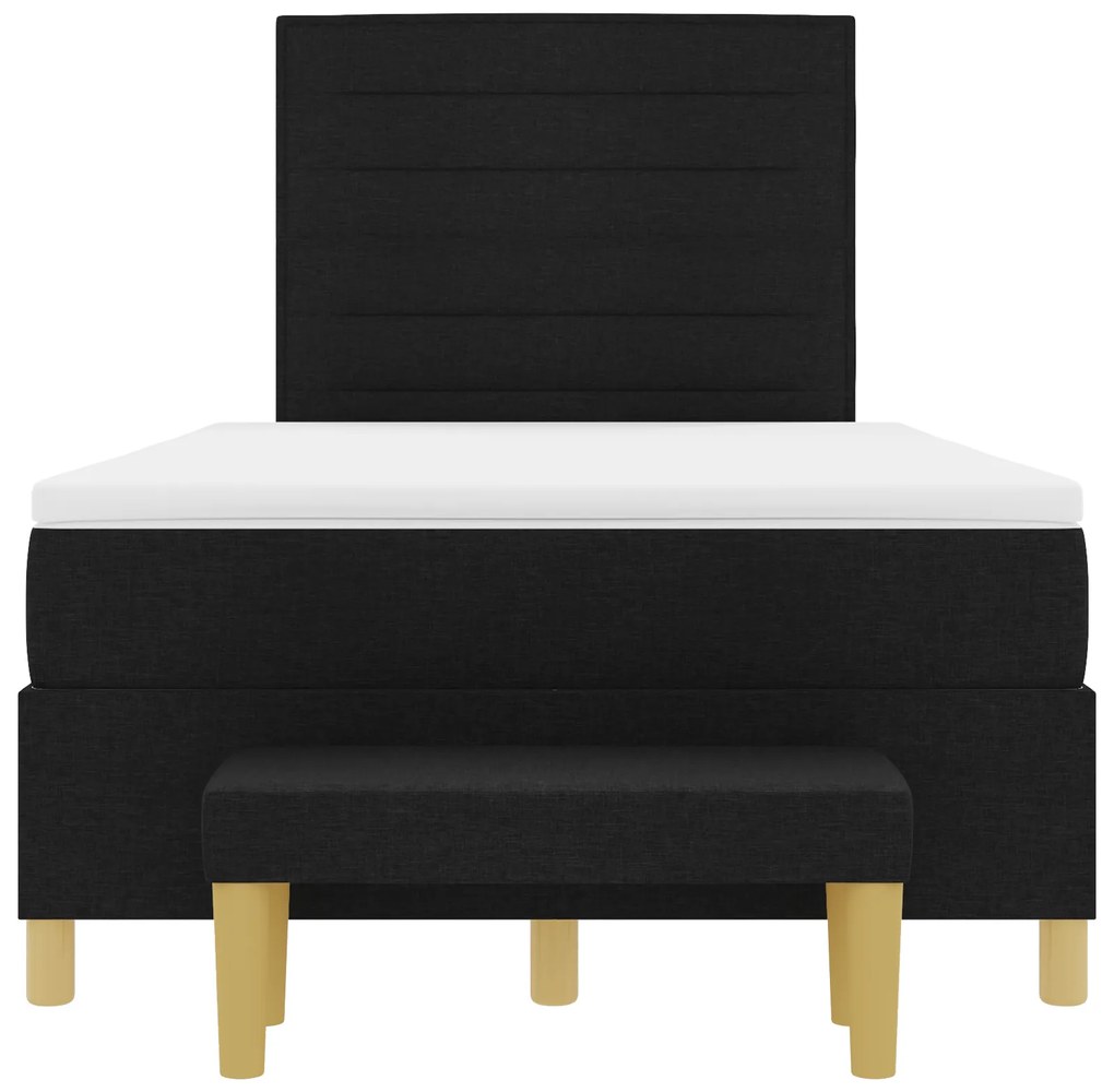 Cama Box com Colchão & Banco Preto 120x190 cm Tecido