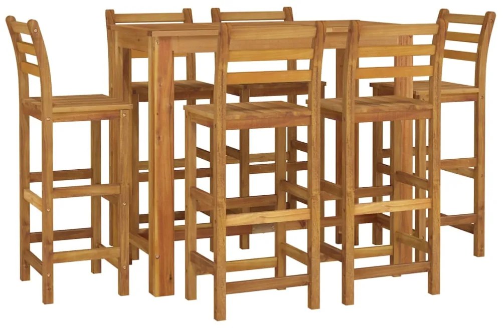 7 pcs Conjunto de bar para jardim madeira de acácia maciça