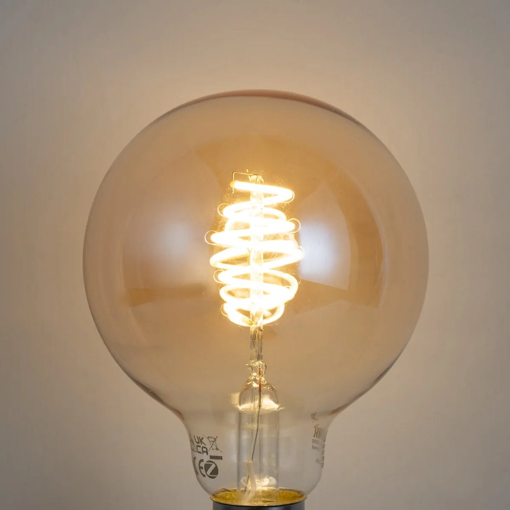 Conjunto de 5 lâmpadas LED E27 inteligentes reguláveis G95 âmbar 4,9W 320 lm 2500K Zigbee