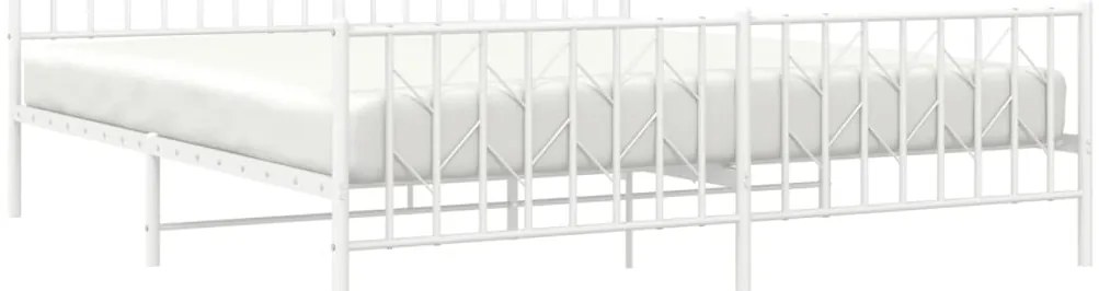 Estrutura de cama com cabeceira e pés 183x213 cm metal branco