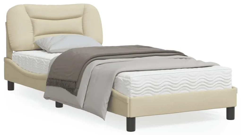 vidaXL Estrutura de cama sem colchão 90x200 cm tecido creme