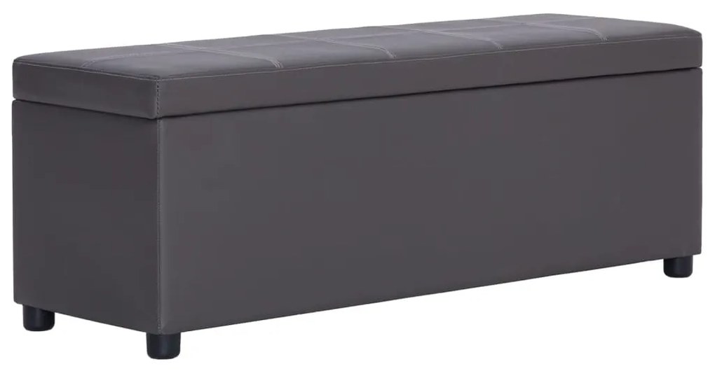 vidaXL Banco c/ compartim. arrumação 116 cm couro artificial cinzento