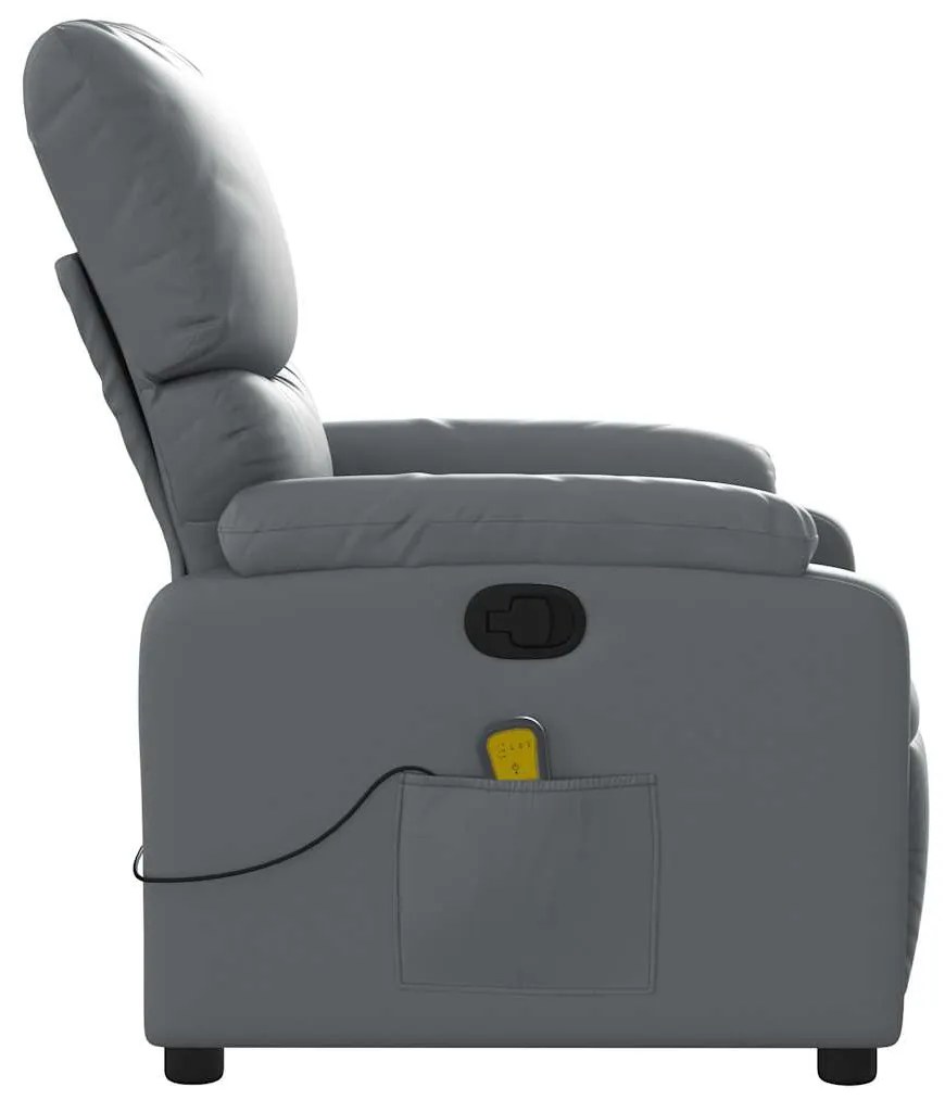 Poltrona de massagens reclinável couro artificial cinzento