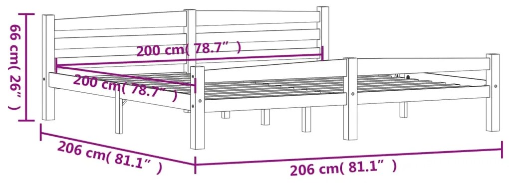 Estrutura de cama 200x200 cm pinho maciço branco