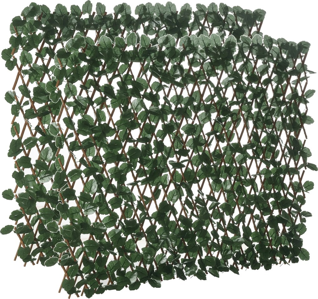 Outsunny Vedação com Treliça Expansível de 2 Peças com Folhas Artificiais Parede de Folhas com Vime Decorativa 295x70 cm Verde | Aosom Portugal