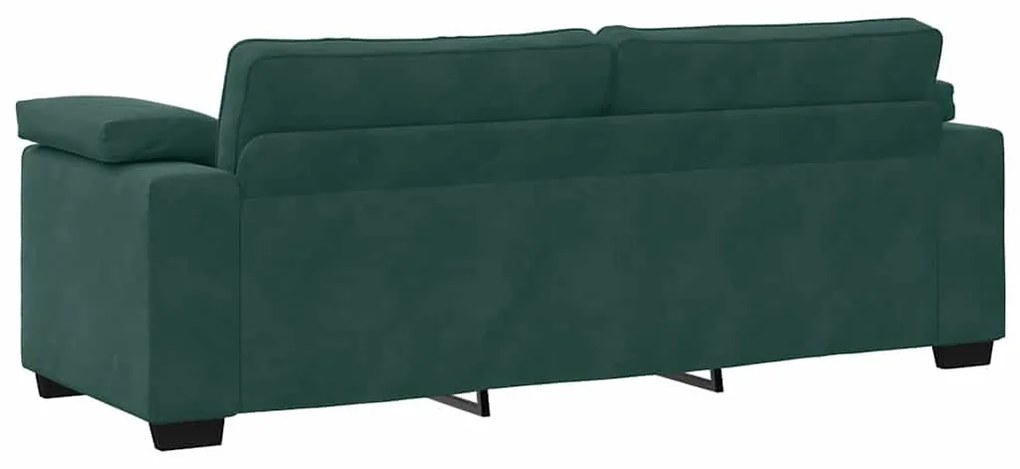 Sofá de 3 lugares 178 cm veludo verde-escuro