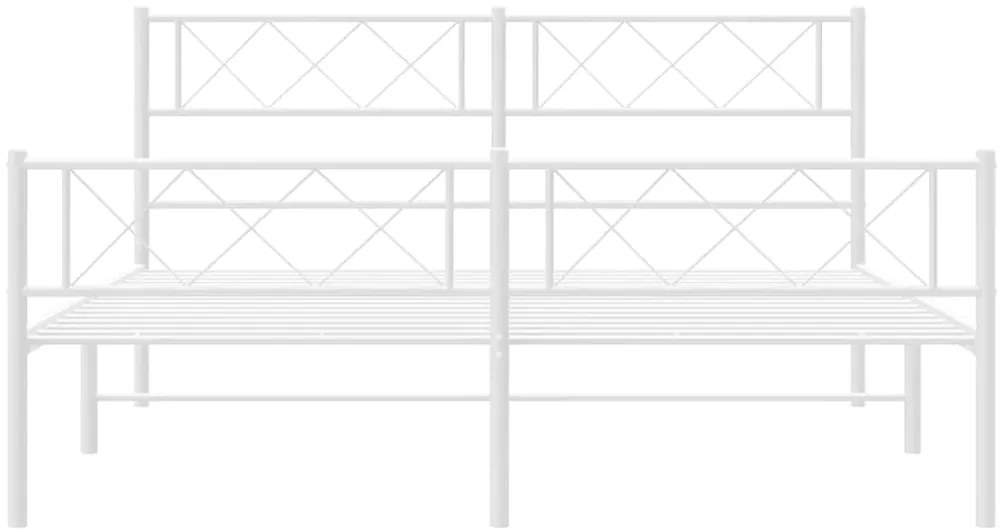 Estrutura de cama com cabeceira e pés 150x200 cm metal branco
