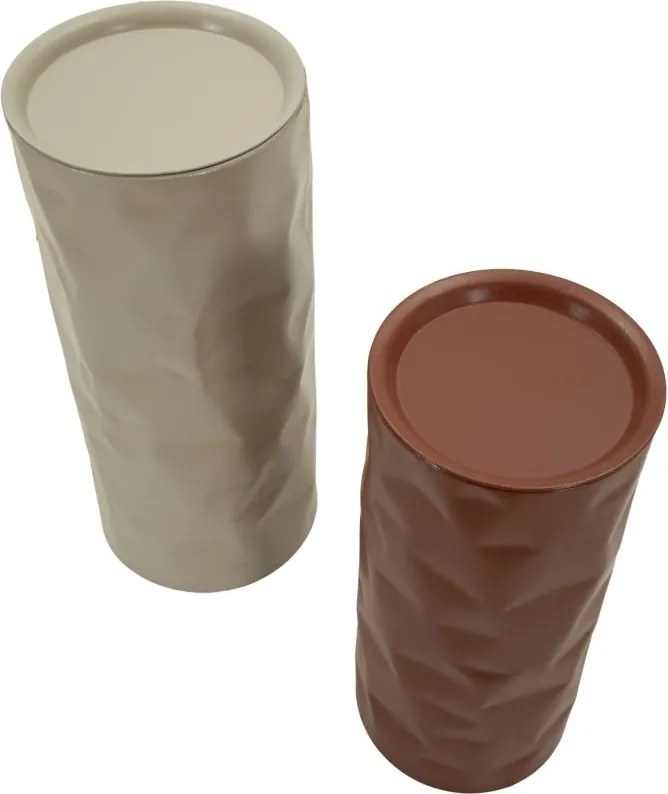 CONJUNTO DE MESAS DE APOIO NORIMBERGA 2 PEÇAS Ø 30X70-27X60 CM VERMELHO E BRANCO