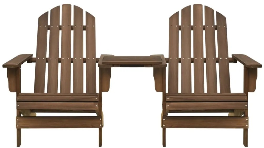 Cadeiras jardim Adirondack + mesa centro madeira abeto castanho