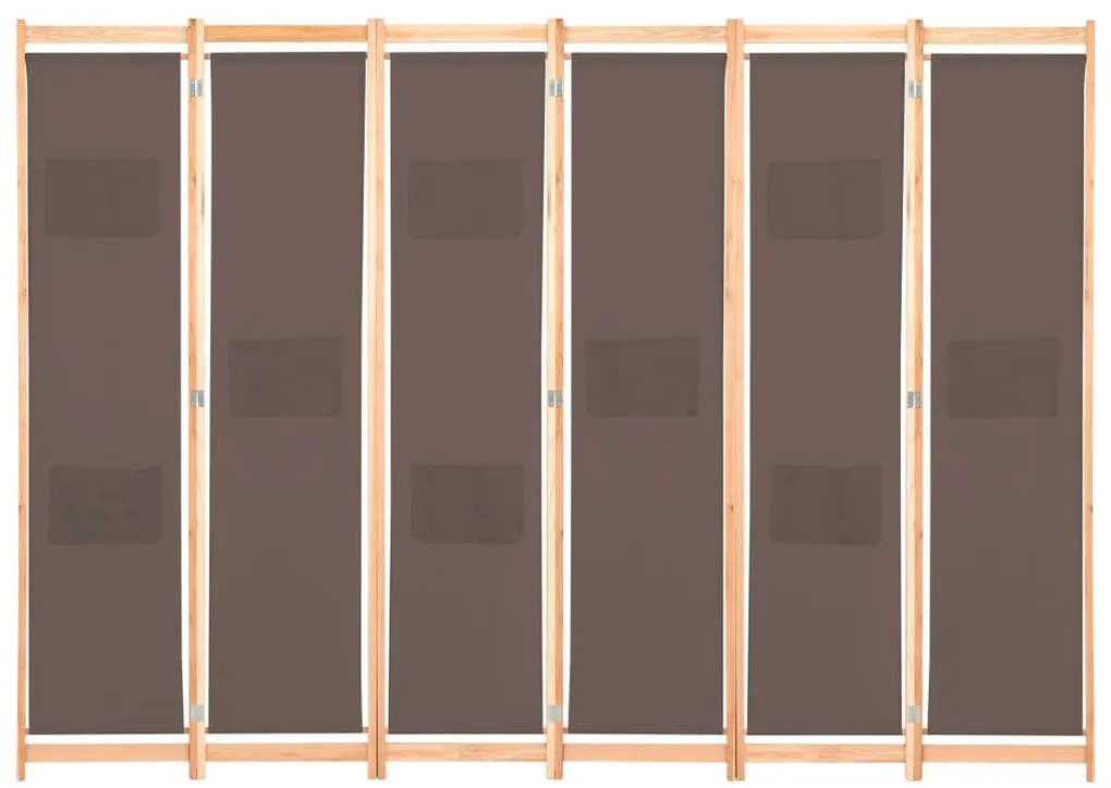 Divisória de quarto com 6 painéis 240x170x4 cm tecido castanho