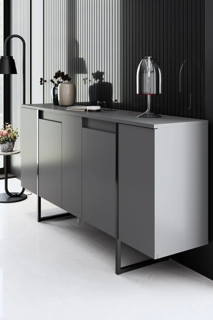 Conjunto de Mobiliário de Sala Luxe – Nogueira e Preto – Console 160x3