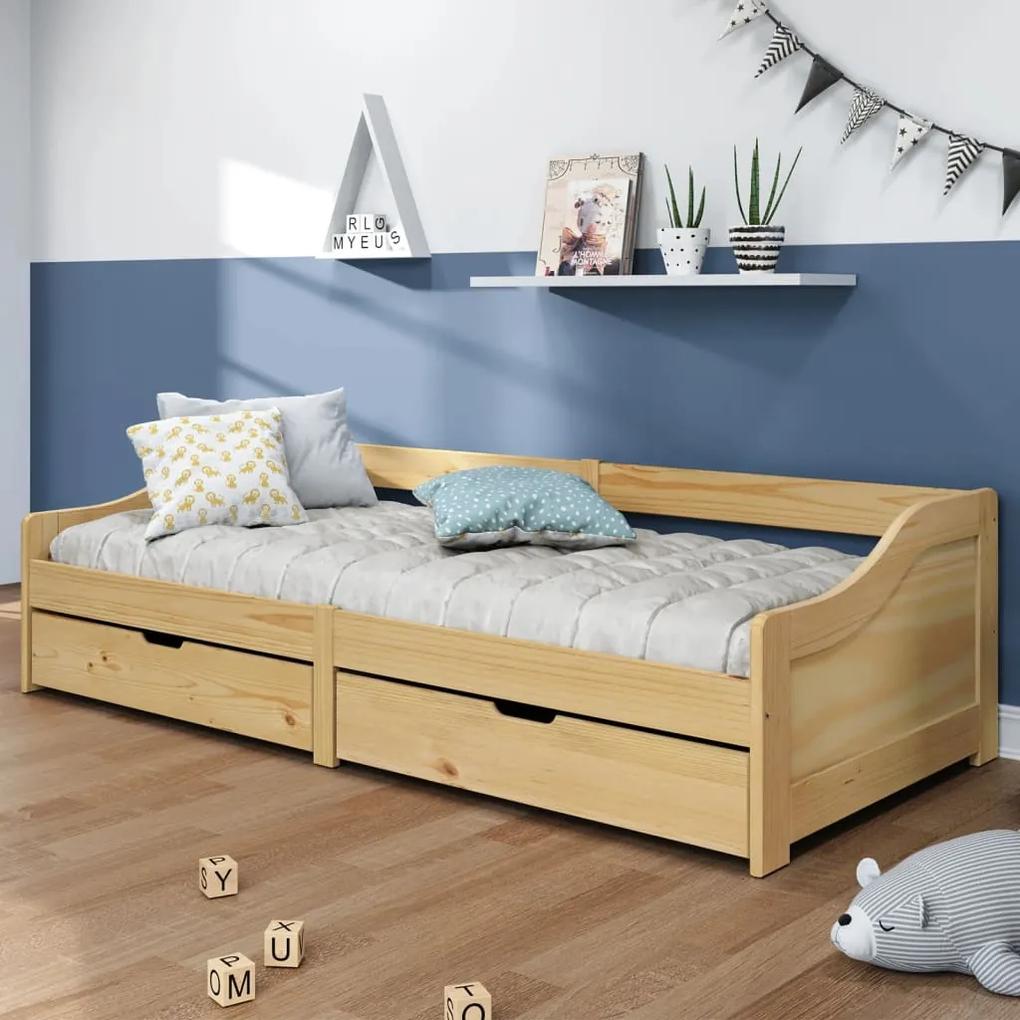 3185209 vidaXL Sofá-cama com 2 gavetas 90x200 cm madeira de pinho maciça IRUN