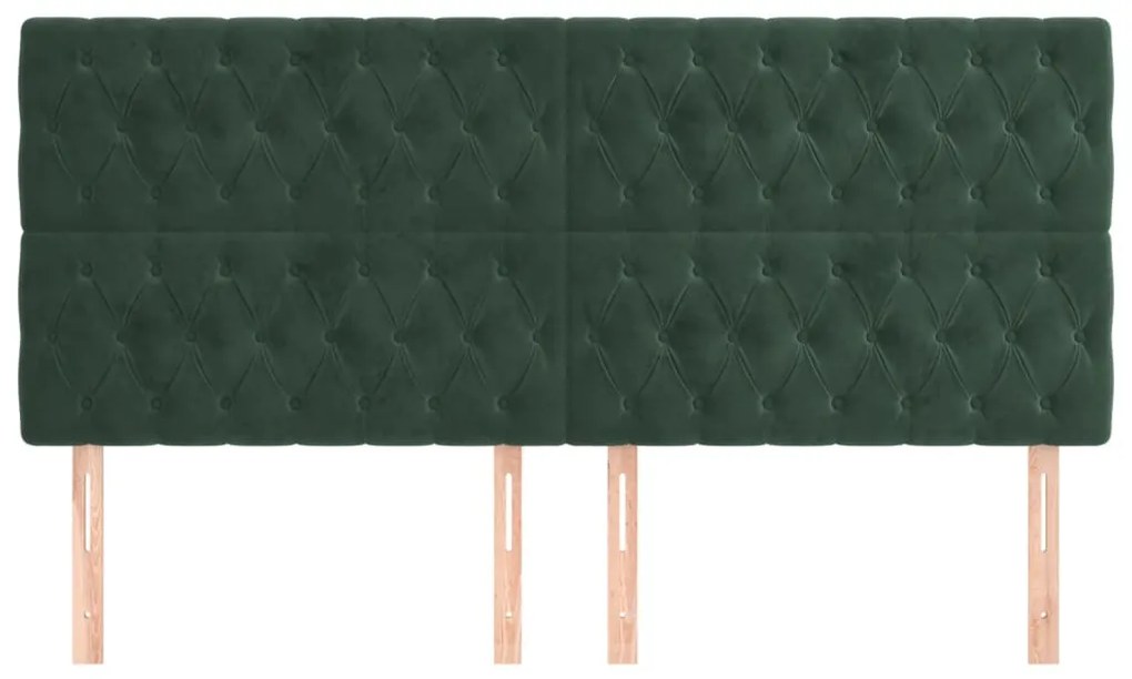 Cabeceira de cama 4 pcs veludo 90x7x78/88 cm verde-escuro