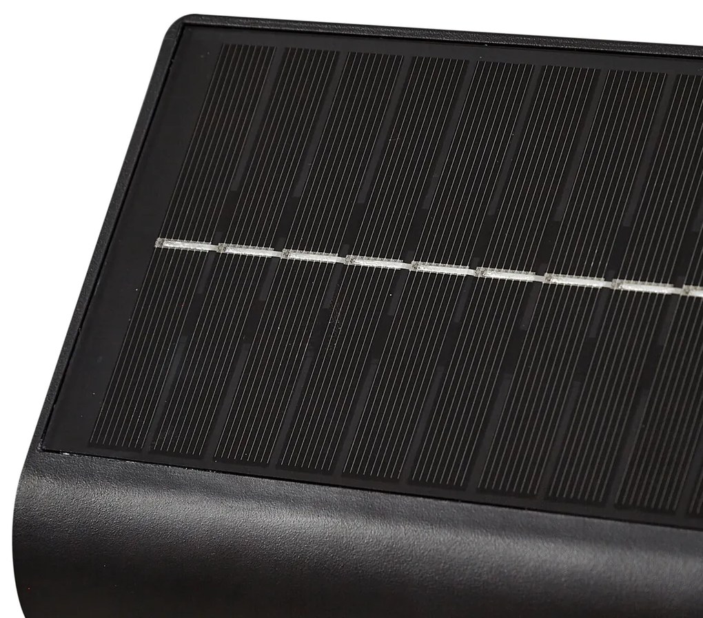 Luminária de parede exterior preta com LED IP54 com sensor de movimento solar - Floody Moderno