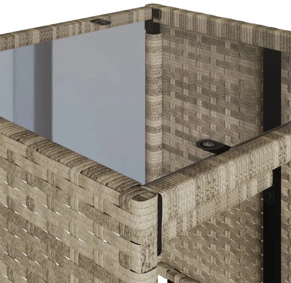 4 pcs conj. sofás jardim c/ almofadões vime PE cinzento-claro